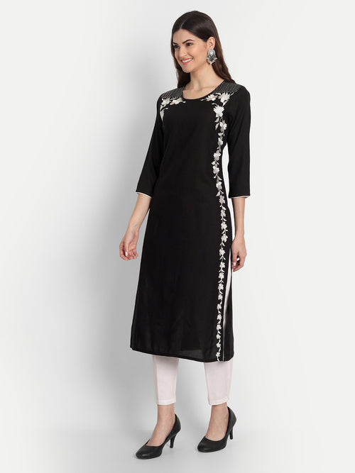 RAYON STRAIGHT EMBROIDERED LONG KURTI