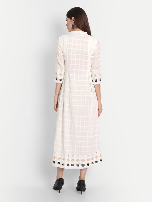 Chikankari Embroidered Flared Long Dress