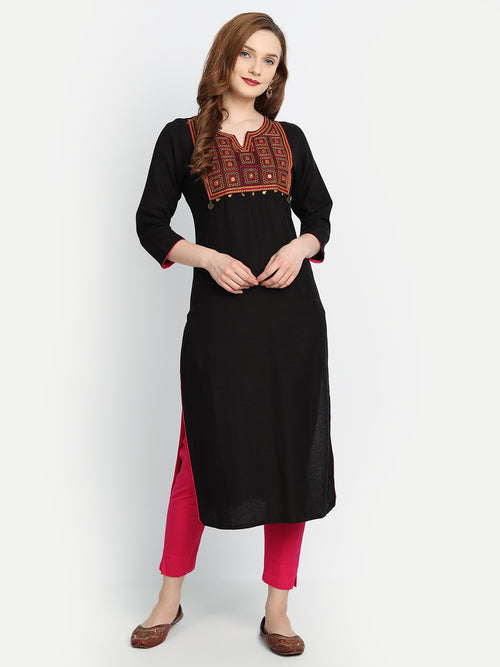 EMBROIDERED STRAIGHT LONG KURTI