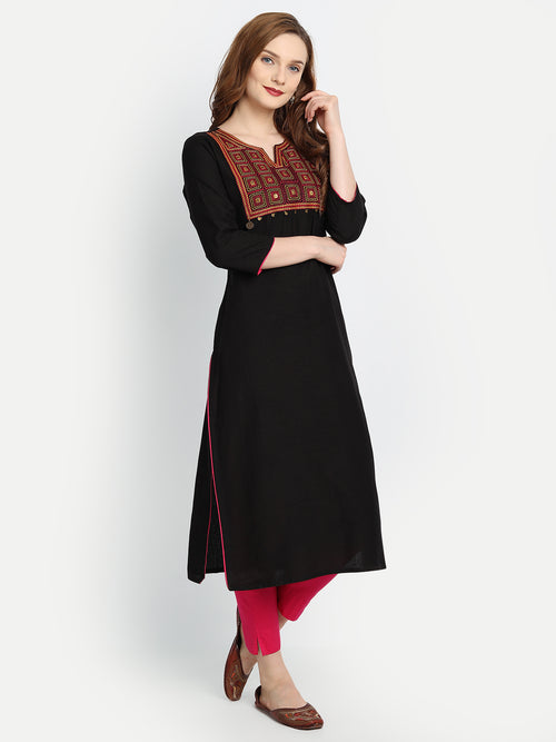 EMBROIDERED STRAIGHT LONG KURTI