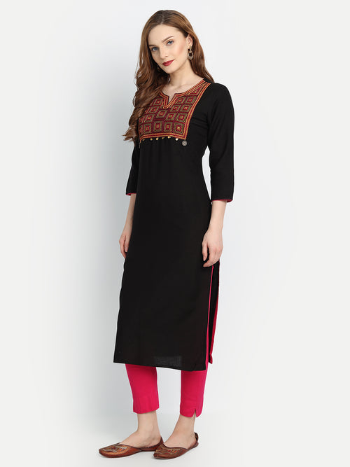 EMBROIDERED STRAIGHT LONG KURTI