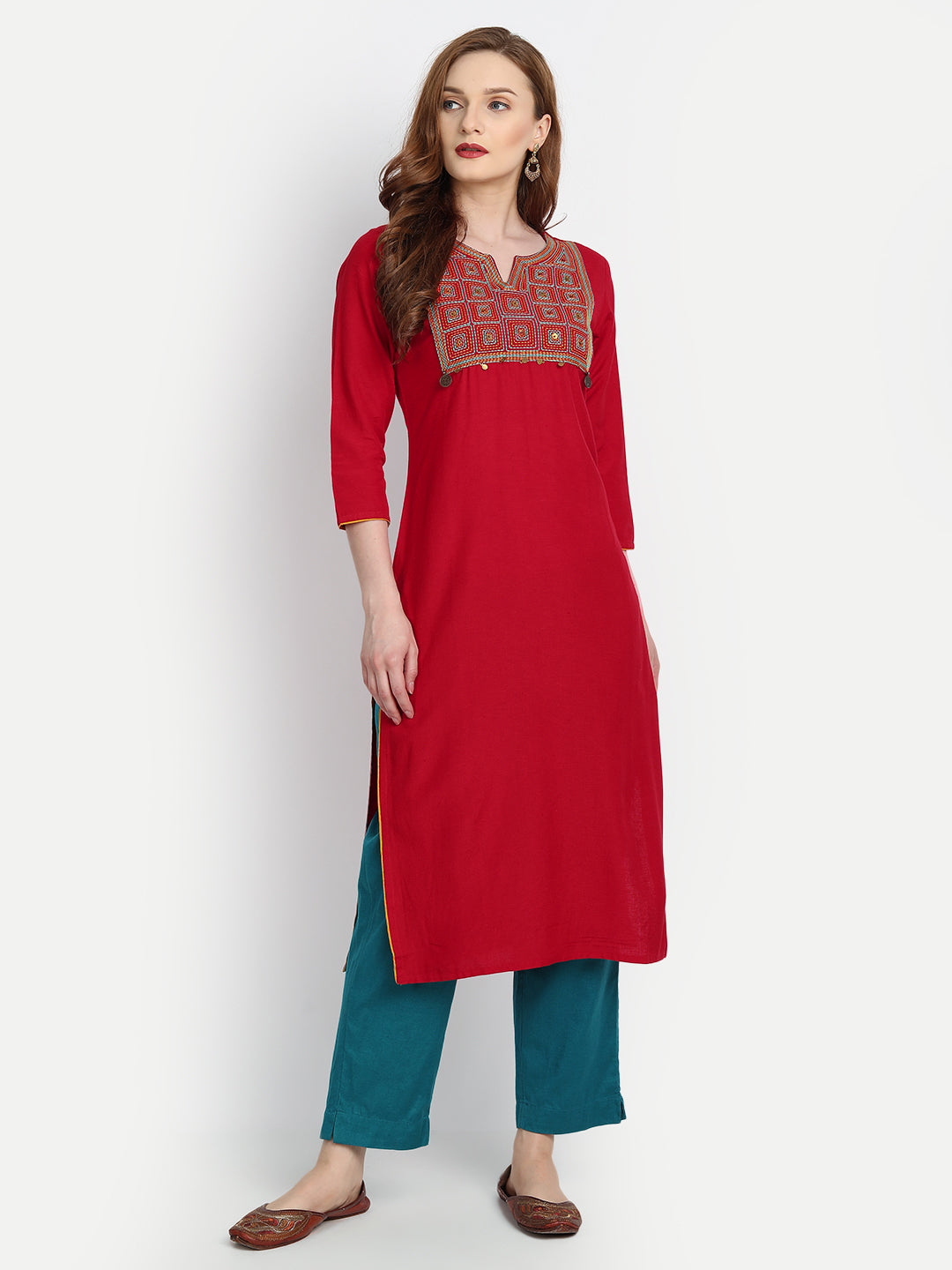 EMBROIDERED STRAIGHT LONG KURTI