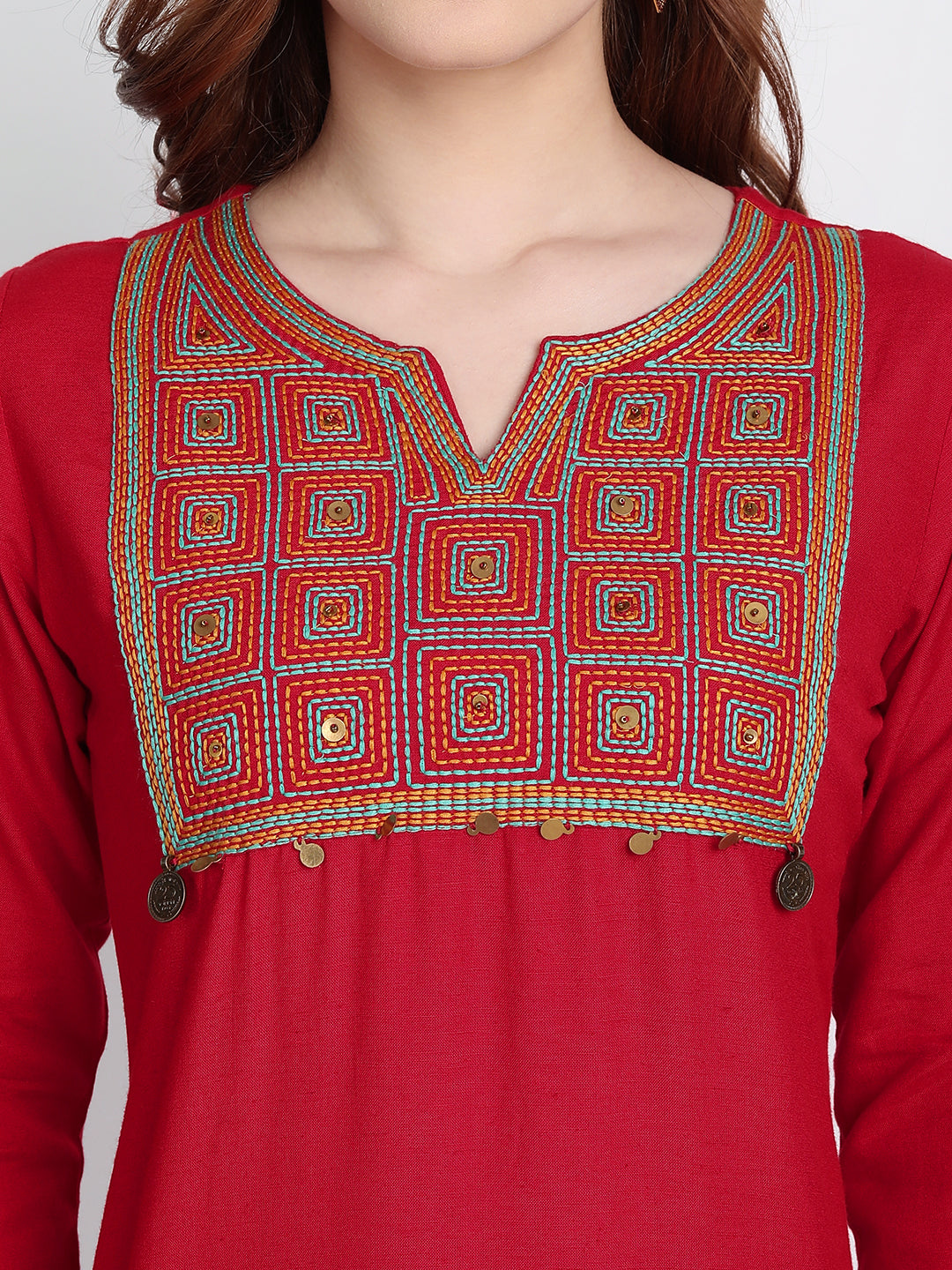 EMBROIDERED STRAIGHT LONG KURTI