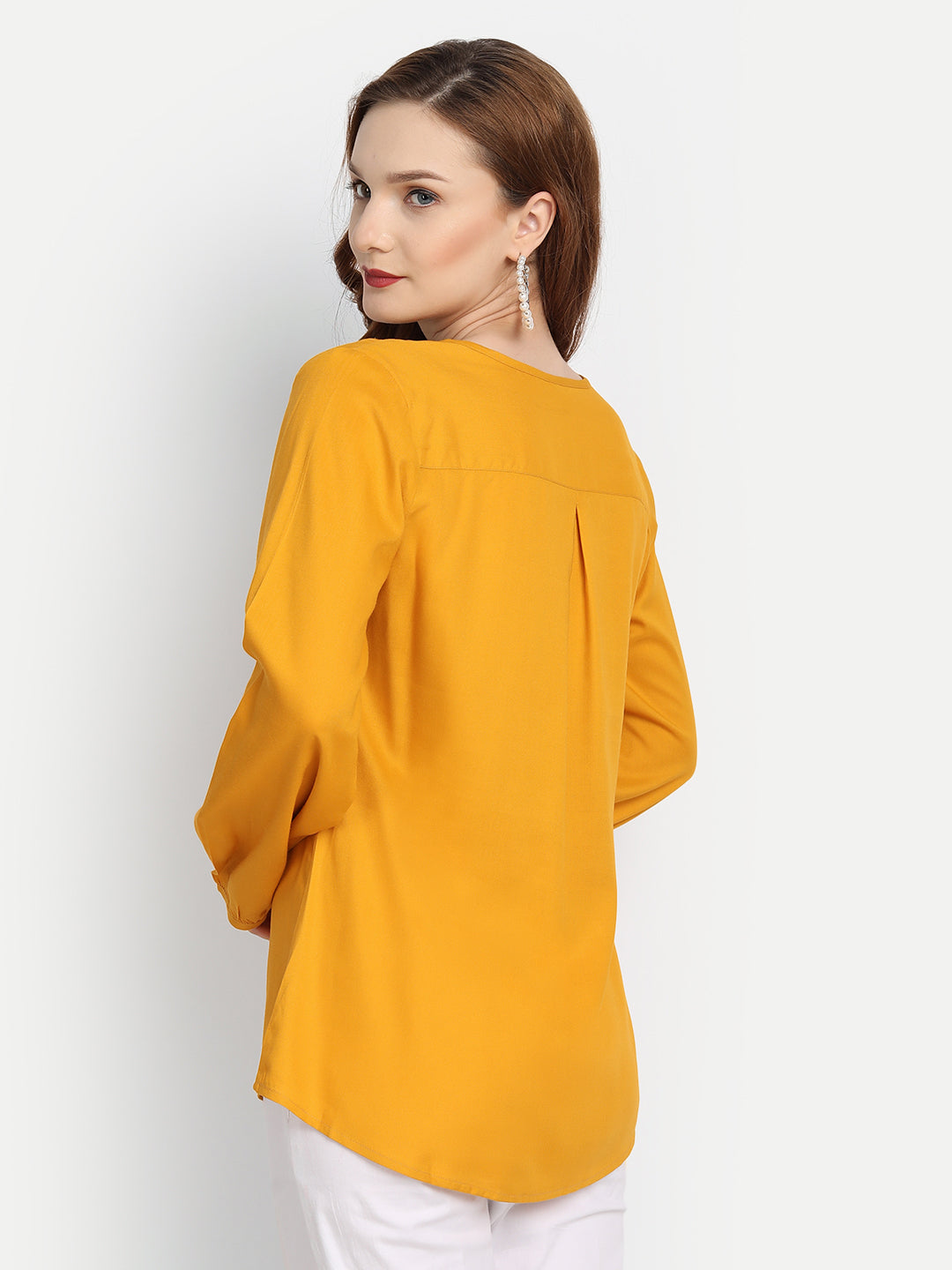 Rayon Solid Top with Front Placket Button