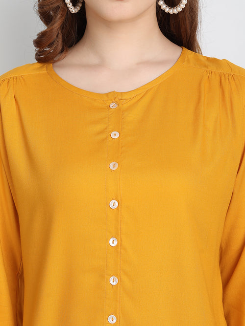 Rayon Solid Top with Front Placket Button