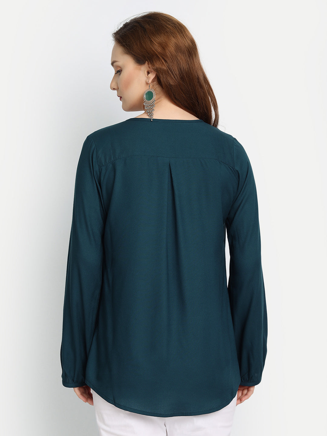 Rayon Solid Top with Front Placket Button