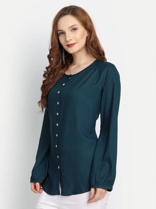 Rayon Solid Top with Front Placket Button