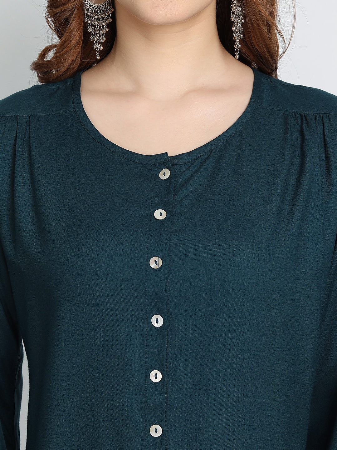 Rayon Solid Top with Front Placket Button