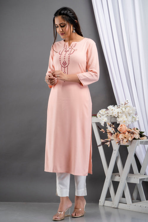 EMBROIDERED STRAIGHT LONG KURTI