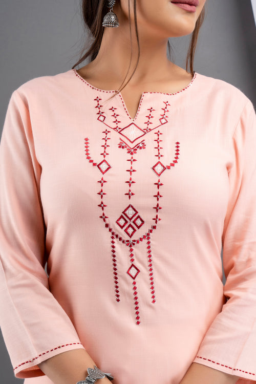 EMBROIDERED STRAIGHT LONG KURTI