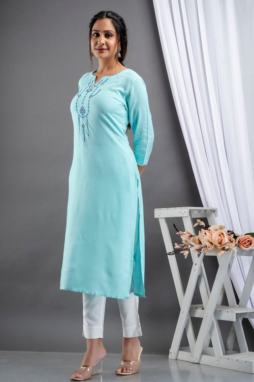 EMBROIDERED STRAIGHT LONG KURTI