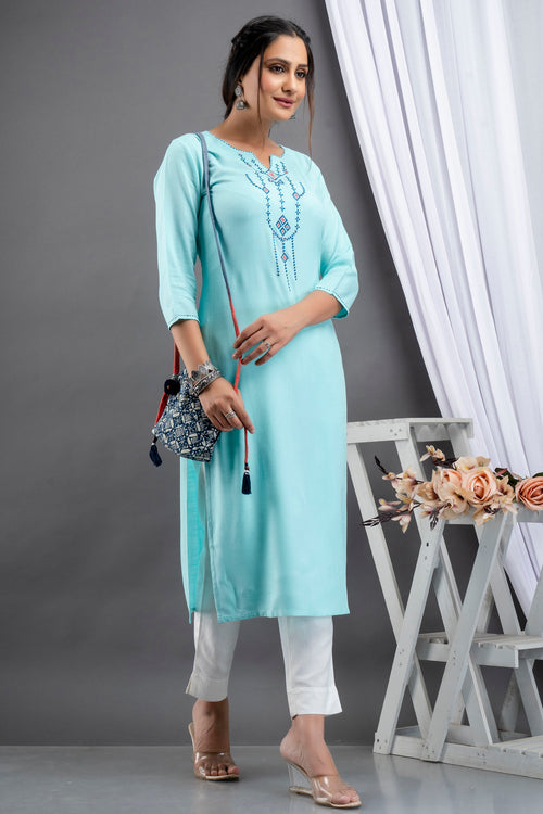 EMBROIDERED STRAIGHT LONG KURTI