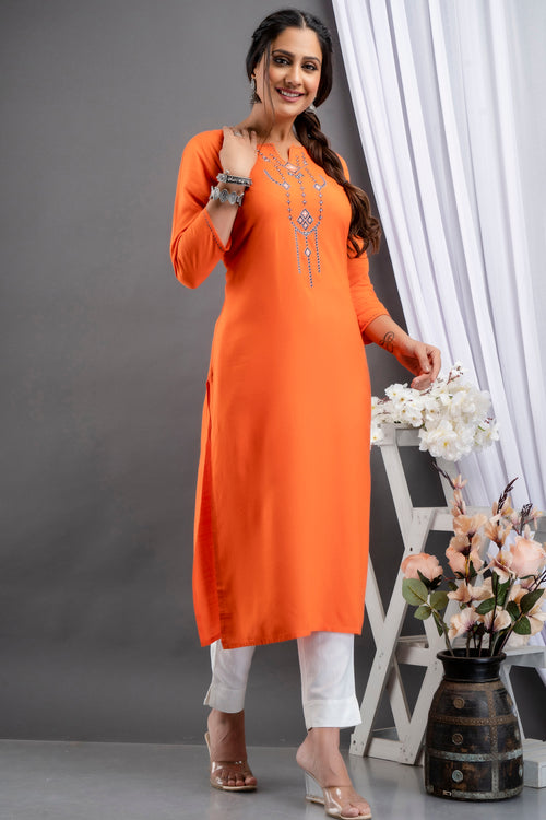 EMBROIDERED STRAIGHT LONG KURTI