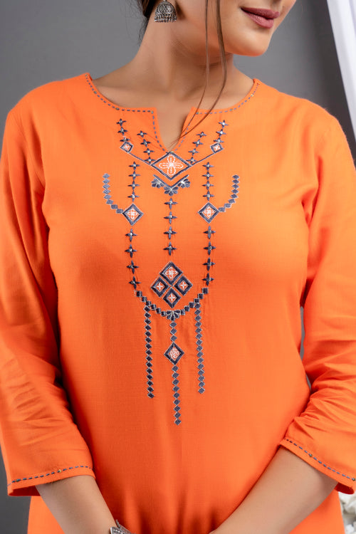 EMBROIDERED STRAIGHT LONG KURTI