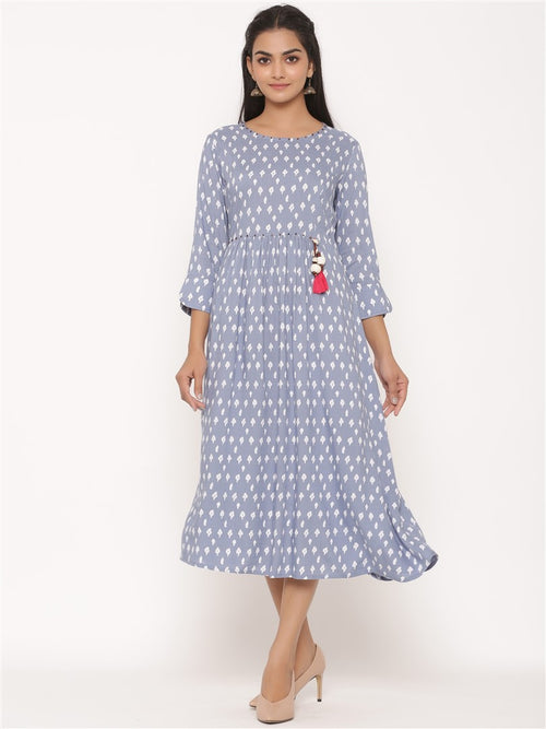 Ekat Printed A-Line Long Dress