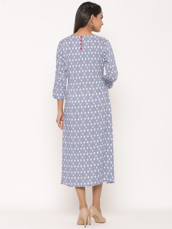 Ekat Printed A-Line Long Dress