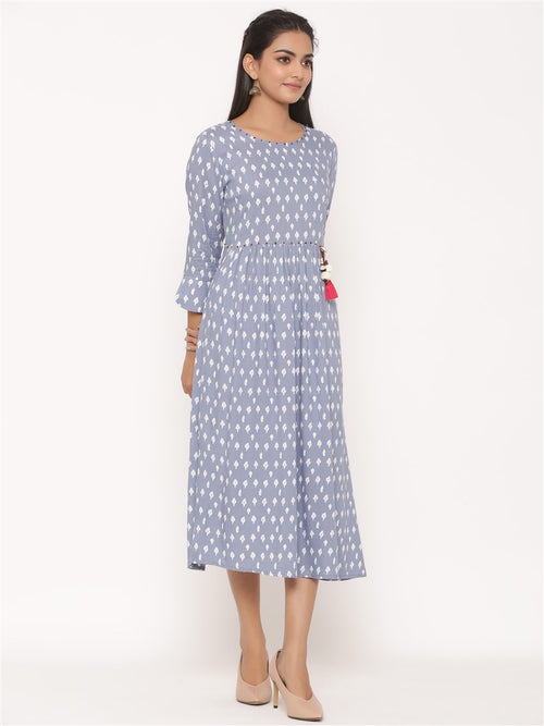 Ekat Printed A-Line Long Dress