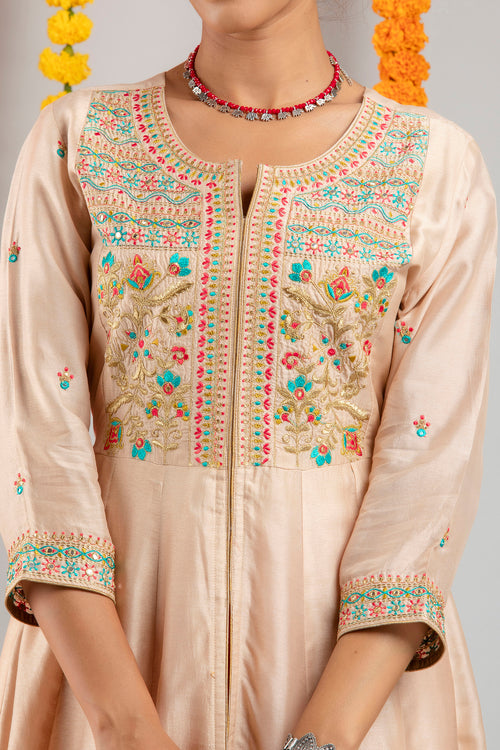 Kalidar Kurta Set with Mirror Work Embroidery