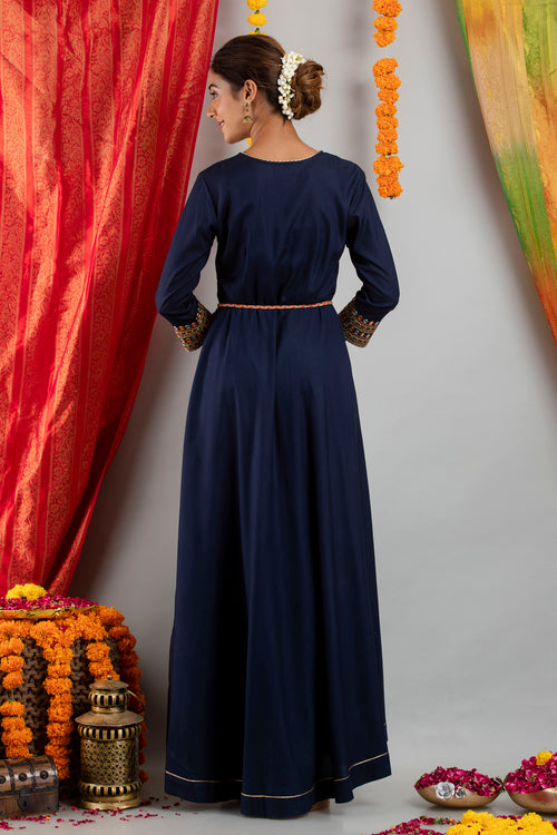 Mirror Embroidered Floor-Length Dress