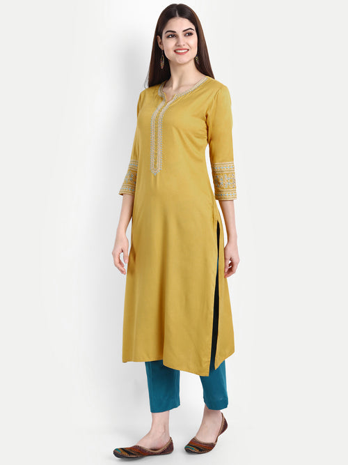 SUTI WOMEN RAYON EMBROIDERED LONG KURTA