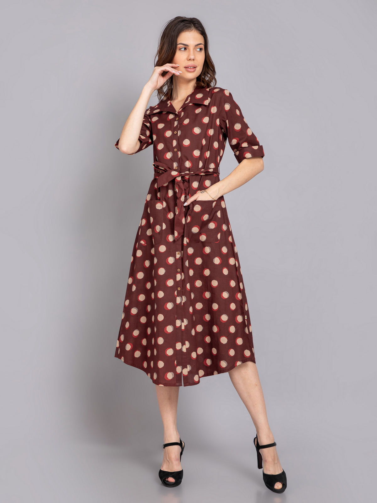 Mul-Cotton Printed A-Line Dress