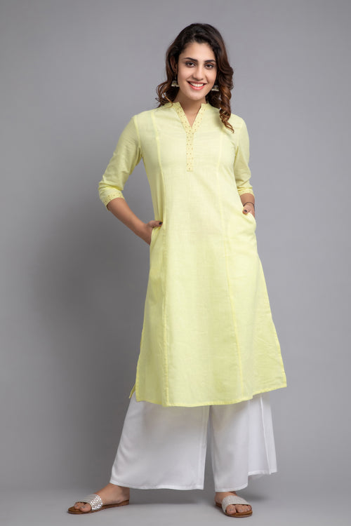 Kalidar Straight Long Kurti with Intricate Embroidery