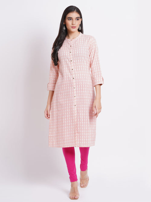 Casual Wear Printed Straight Kurti with Metal Buttons