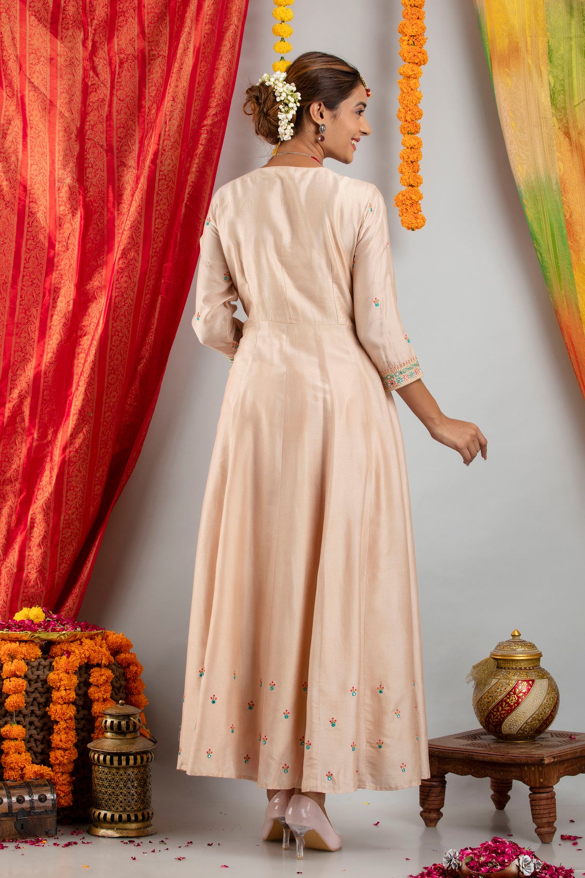 FESTIVE WEAR EMBROIDERED KALIDAR KURTA SET