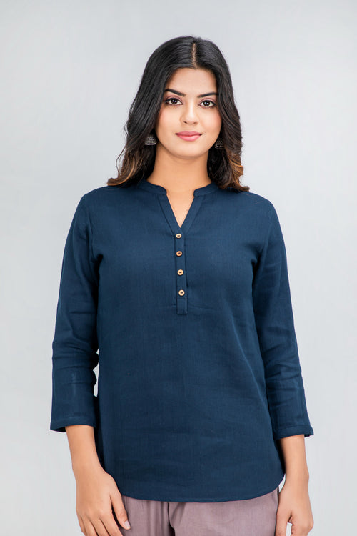 Cotton Dobby Long Shirt Top