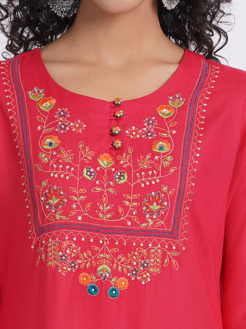 3PCS.KURTA EMBELLISHED WITH BEAUTIFUL EMB.PAIRED WITH OMBREY DUPATTA