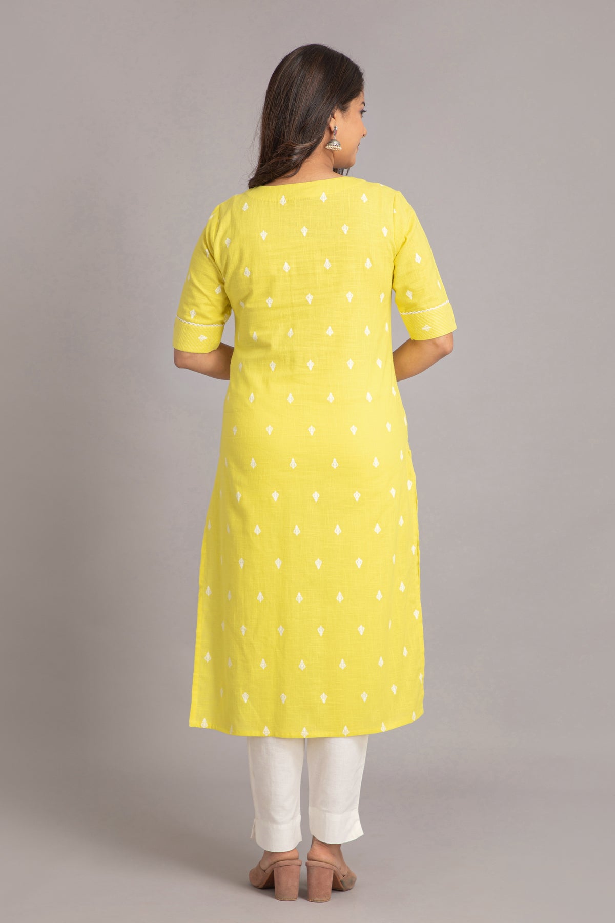 WORK WEAR PRINTED KURTI EMBELLISHED WITH EMBROIDERY & BEAD WORK