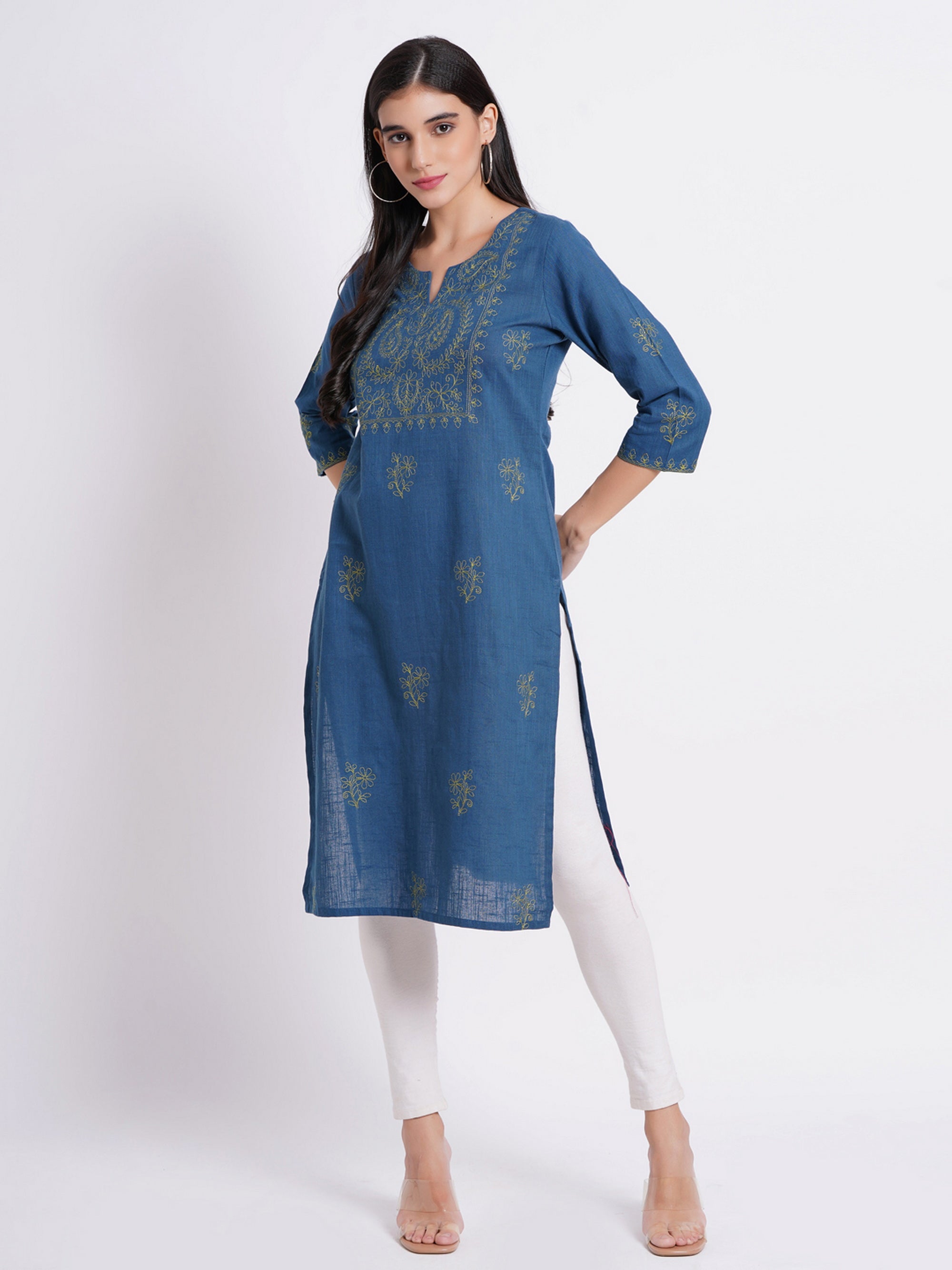 EMBROIDERED STRAIGHT LONG KURTI