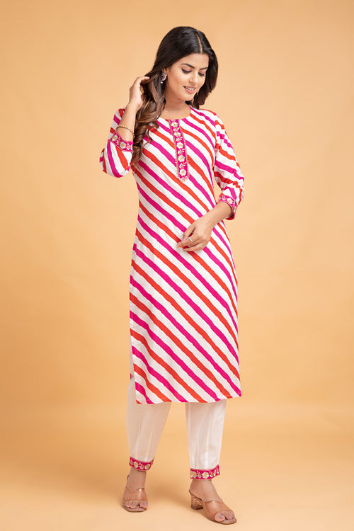 Lehariya Printed Kurta with Lantern Pants