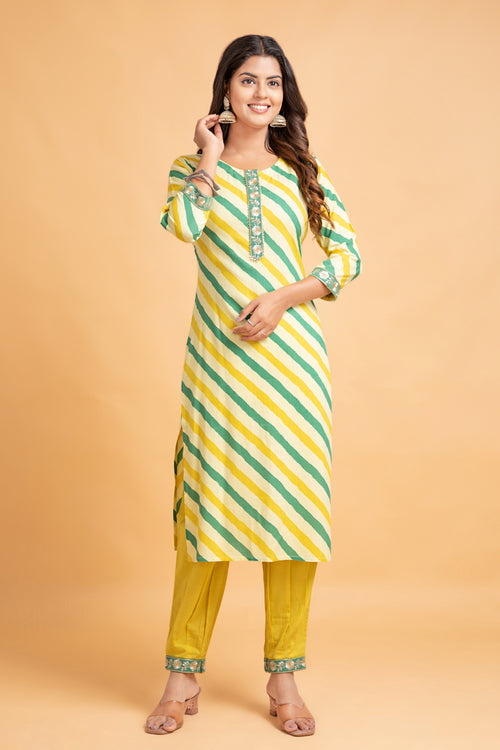 Lehariya Printed Kurta with Lantern Pants