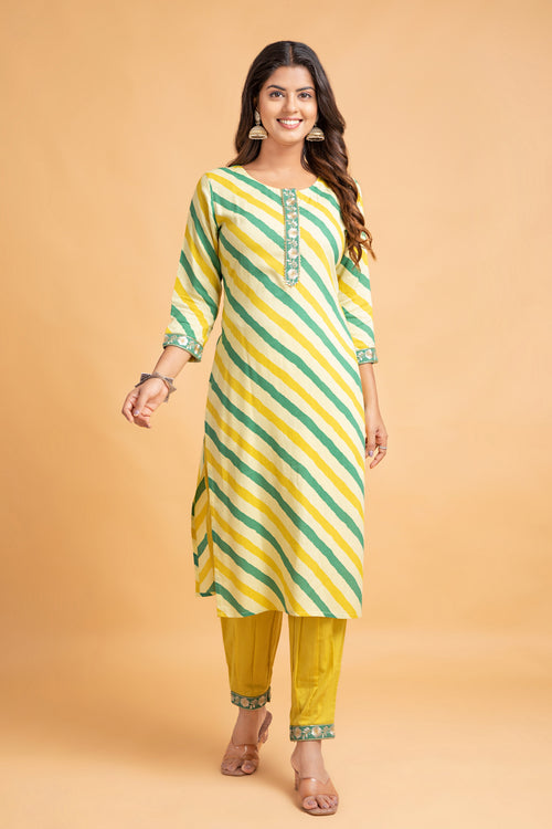 Lehariya Printed Kurta with Lantern Pants