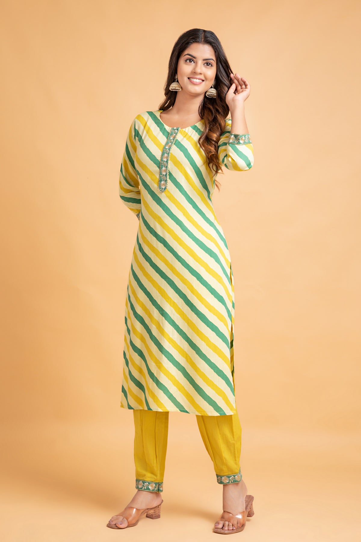 Lehariya Printed Kurta with Lantern Pants