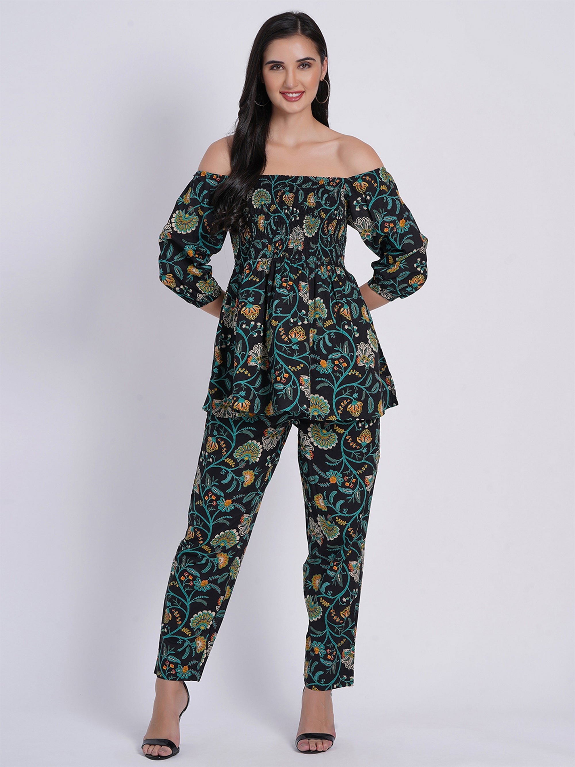 Black Co-ord Set in Mul Cotton