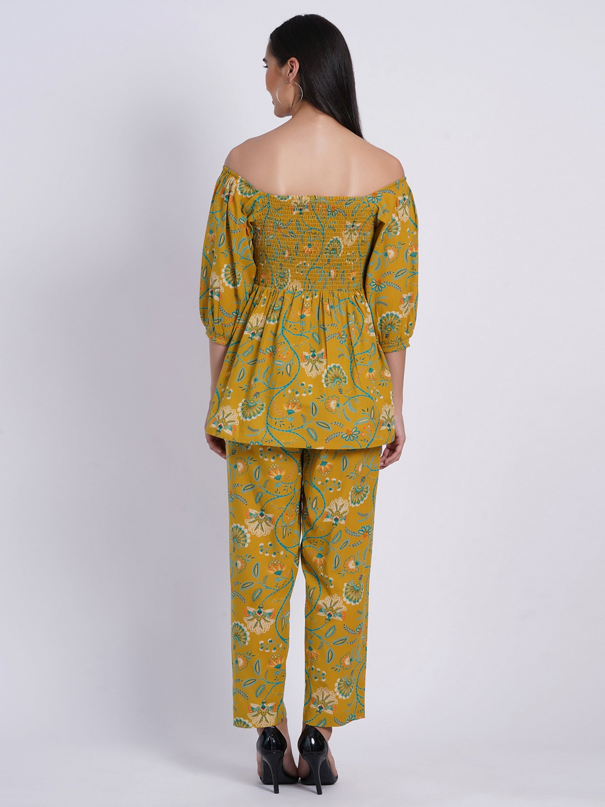 Mustard Co-ord Set in Mul Cotton
