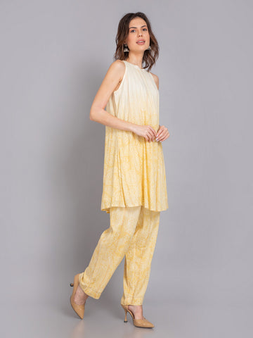 Beige Co-ord Set in Rayon Crepe W/lurex
