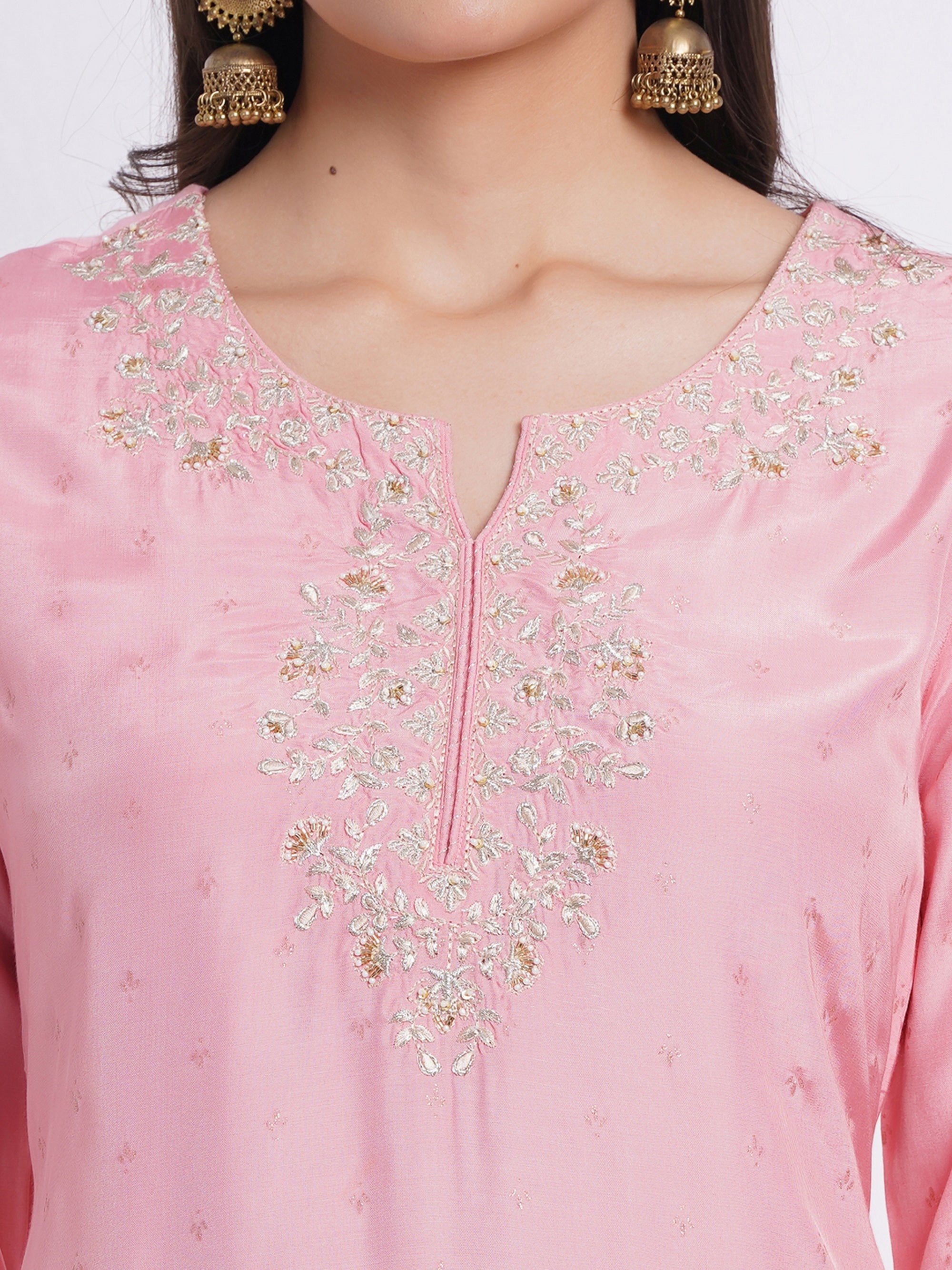 Baby Pink 2 Pcs Kurta Set in Muslin