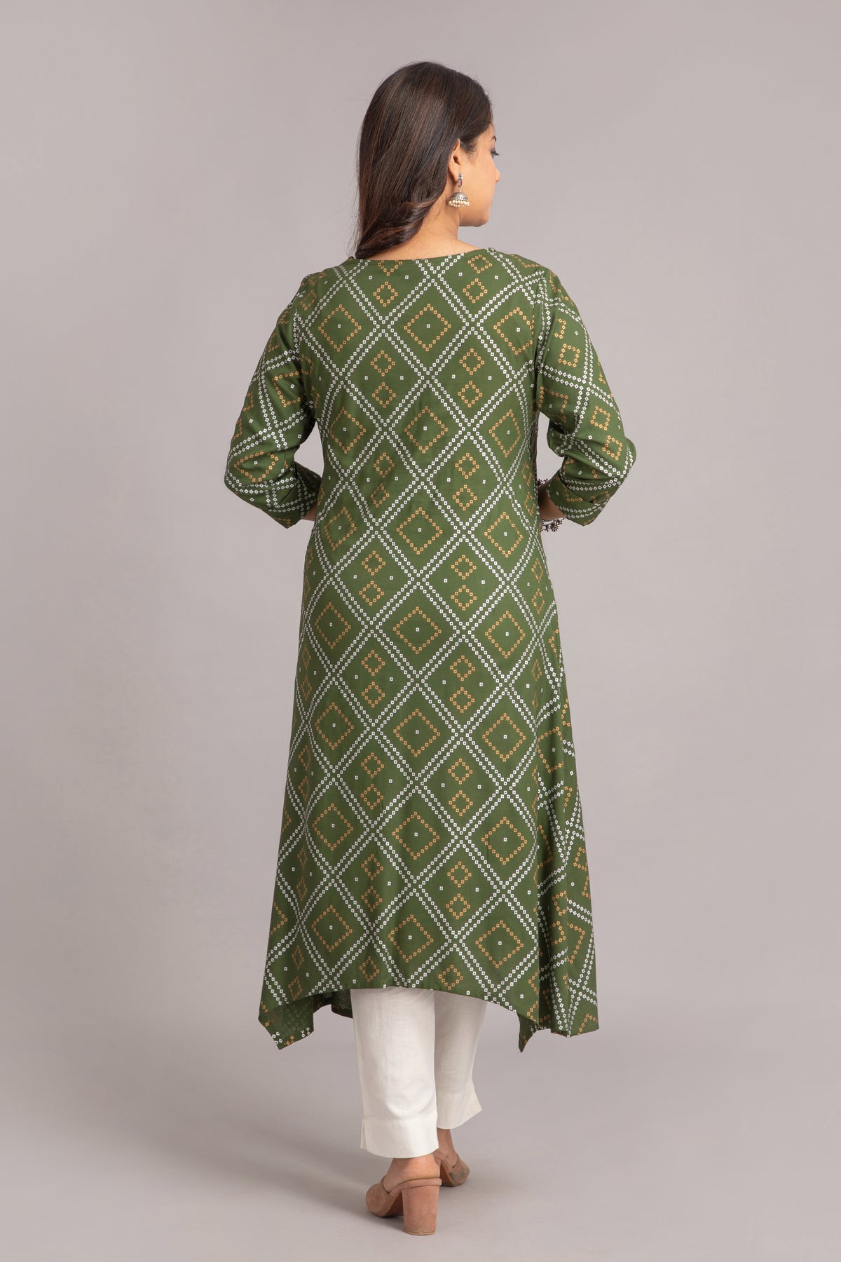 Bandhej Printed A-Line Long Kurti