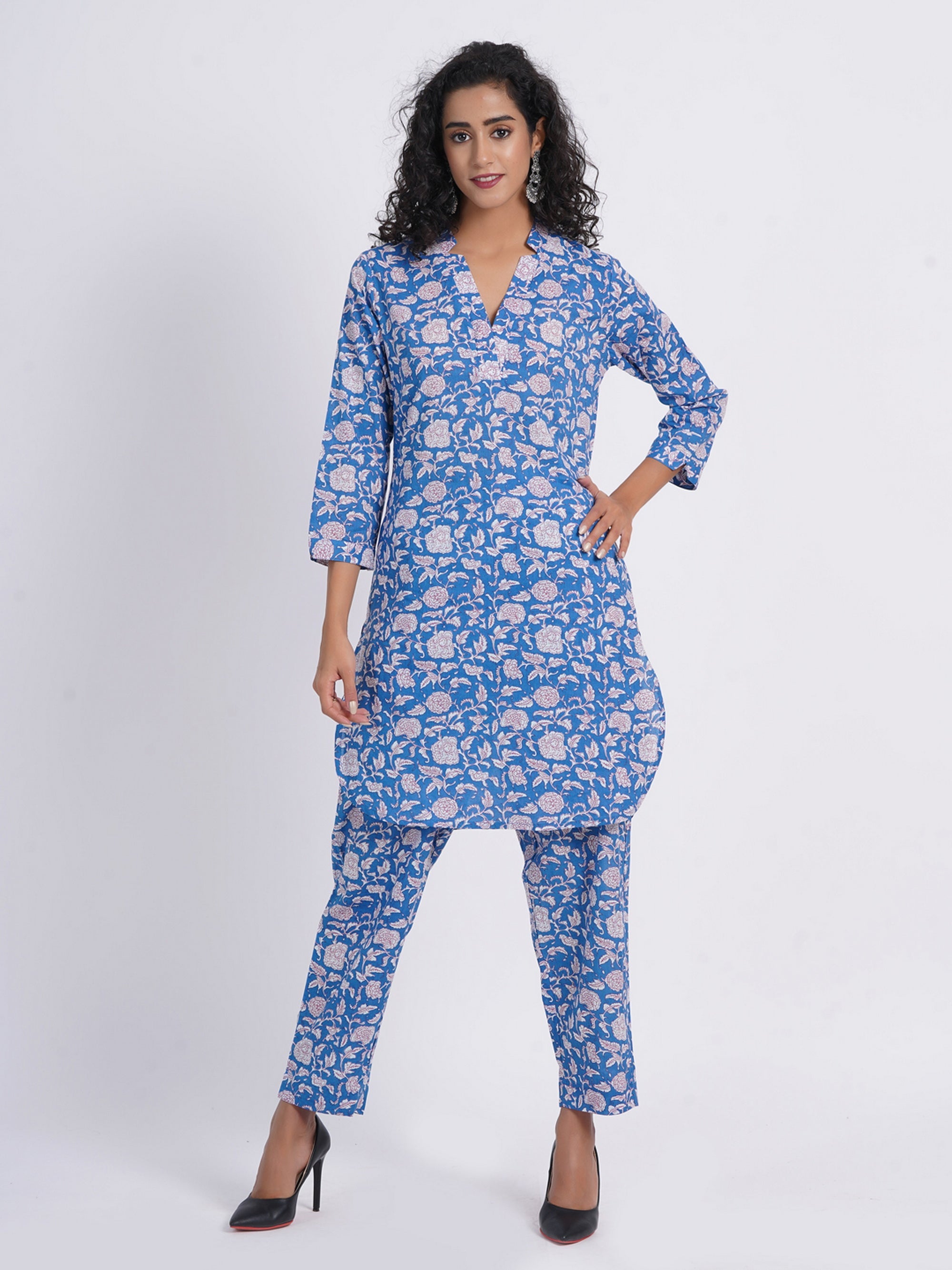 Denim Blue Co-ord Set in Mul Cotton