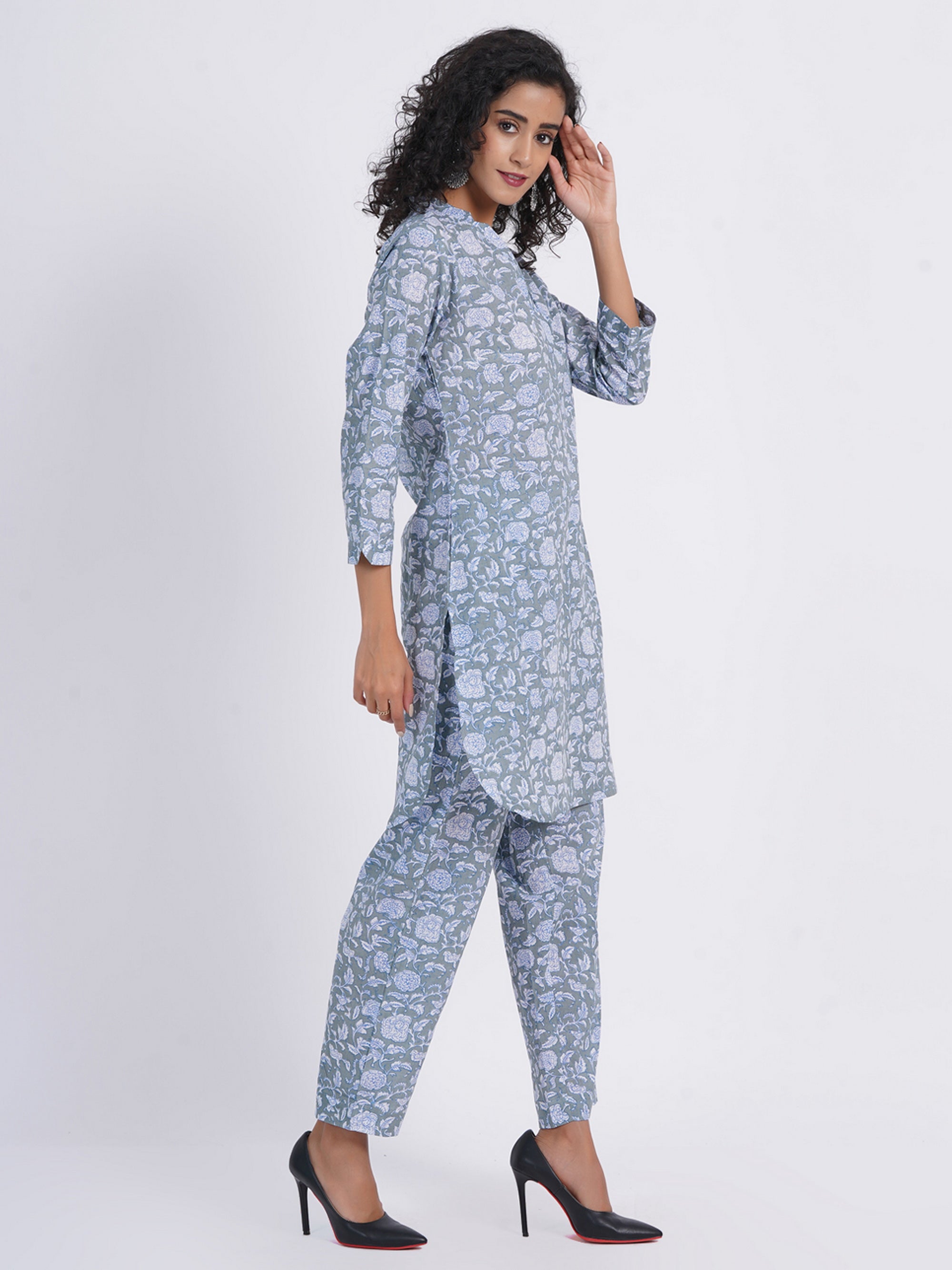 Slate Grey Co-ord Set in Mul Cotton