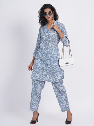 Slate Grey Co-ord Set in Mul Cotton