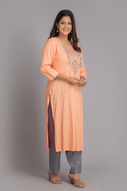 DAYOUT / WORK WEAR EMBROIDERED 2PCS KURTA SET