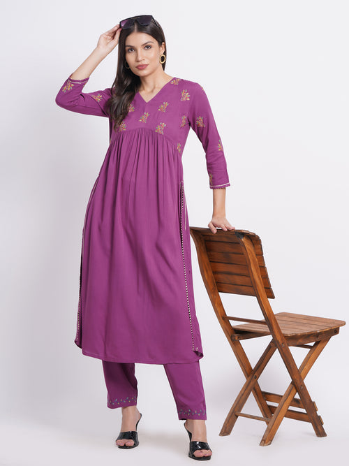 Alia Cut 2pc Kurta Set with Embroidery & Gota Lace