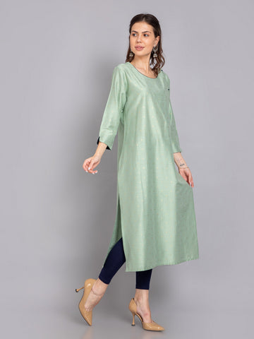 Smoke Green Long Kurti in Viscose Muslin