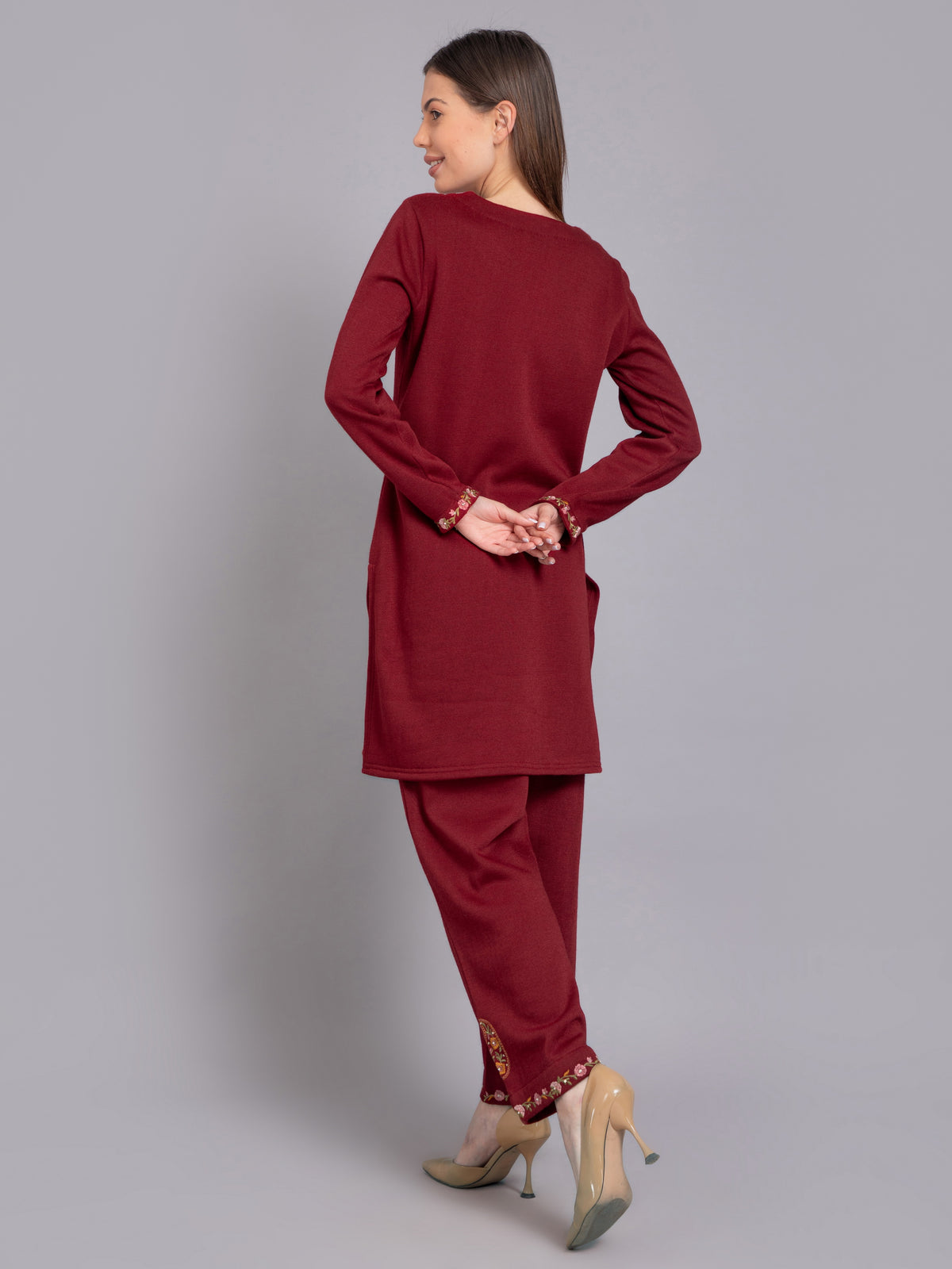 SUTI WOMEN WOOLEN CO-ORD SET EMBELLISHED WITH EMB. & HANDWORK