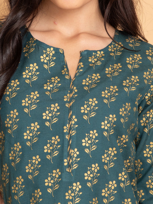 GOLD PRINTED STRAIGHT LONG KURTI