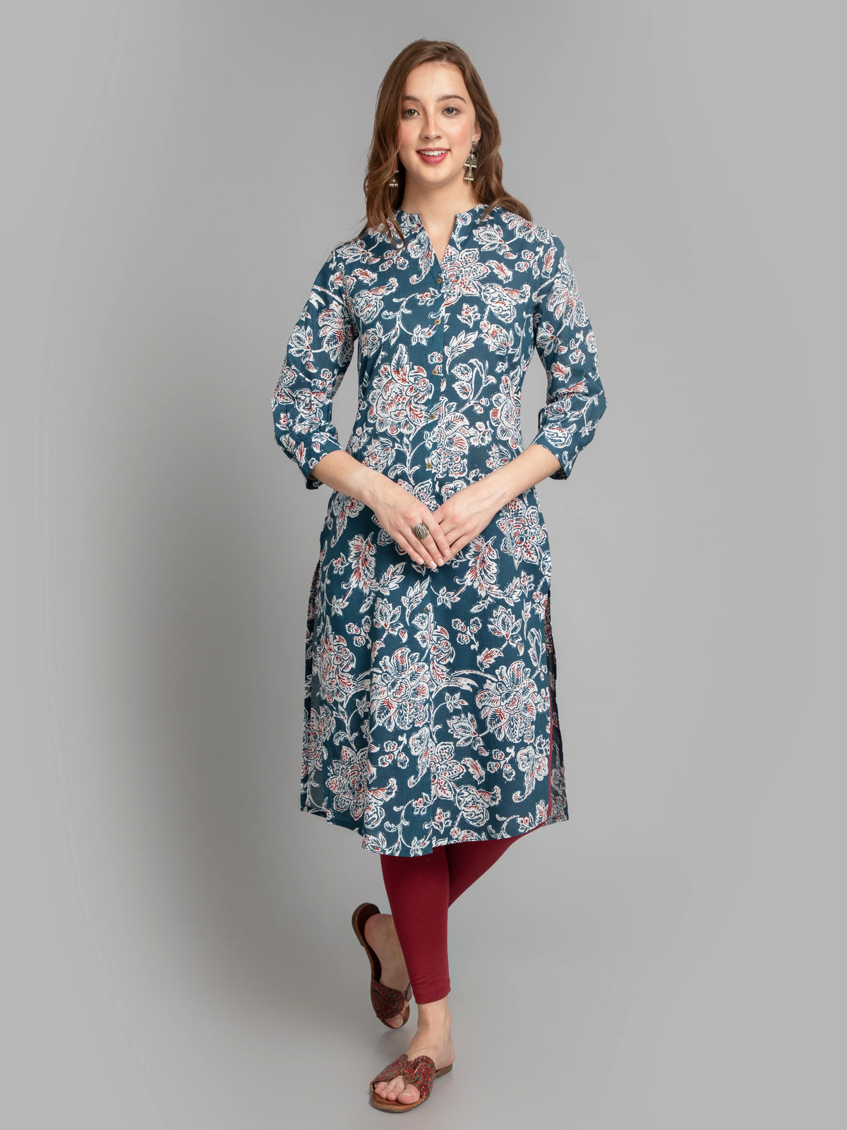 SUTI WOMEN MUL-COTTON INDIGO PRINT KURTA